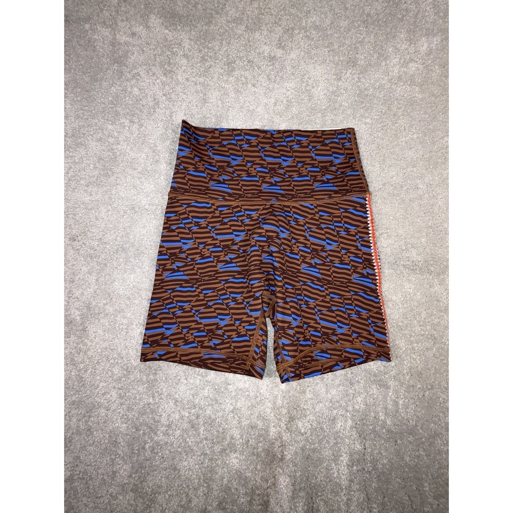 aerie offline‎ biker shorts printed blue brown hi rise nwt Small